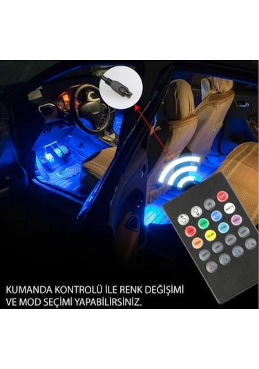 Ayak Altı Aydınlatma Led Araç Içi Sese Duyarlı Rgb Led Kumandalı (540120184)