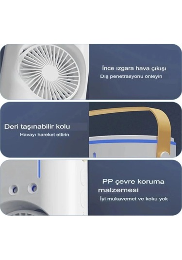 Masaüstü Çift Fanlı Buzlu Vantilatör Led Işıklı Otomatik Salınımlı Taşınabilir Soğutucu Fan Buzlu Klima