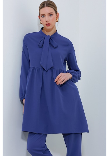 Kadın İndigo Örme Pantolon Tunik Alt Üst Takım 6654 6654bgd19-043-14815 001