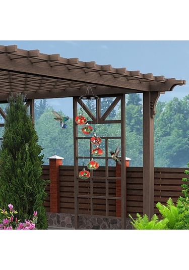 Kosona Bahçe Balkon Pencere İçin Renkli Çiçek Açıkçıklı Alüminyum Arı Kuş Yemlemeci Zil Takımı Turuncu