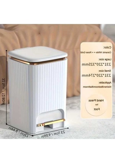 Fastbuy Challenger 2025 Yeni Model Büyük Kapasiteli Beyaz Pedallı Çöp Kovası Mutfak Oturma Odası Banyo Kullanımı Beyaz