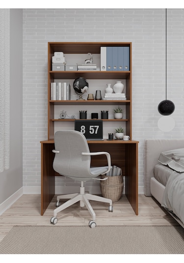 Asra Trend %100 Mdflam Raflı Çalışma Masası Bilgisayar Ofis Ders Masası Çm-03 Nevada