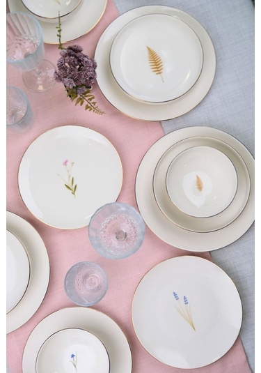 Tabak Evi Porselen Natura Altın Yaldızlı Yemek Takımı 6 Kişilik 24 Parça Çok Renkli