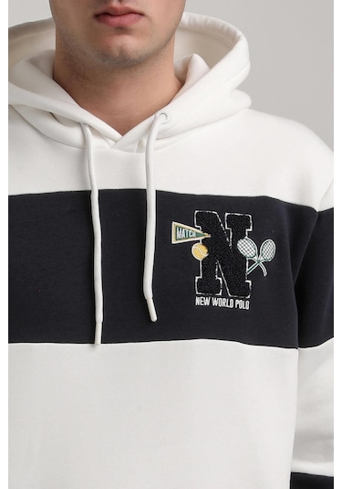 Kapüşonlu Ekru Slim Fit Full-zip Sweatshirt 24fwm64077 Ekru