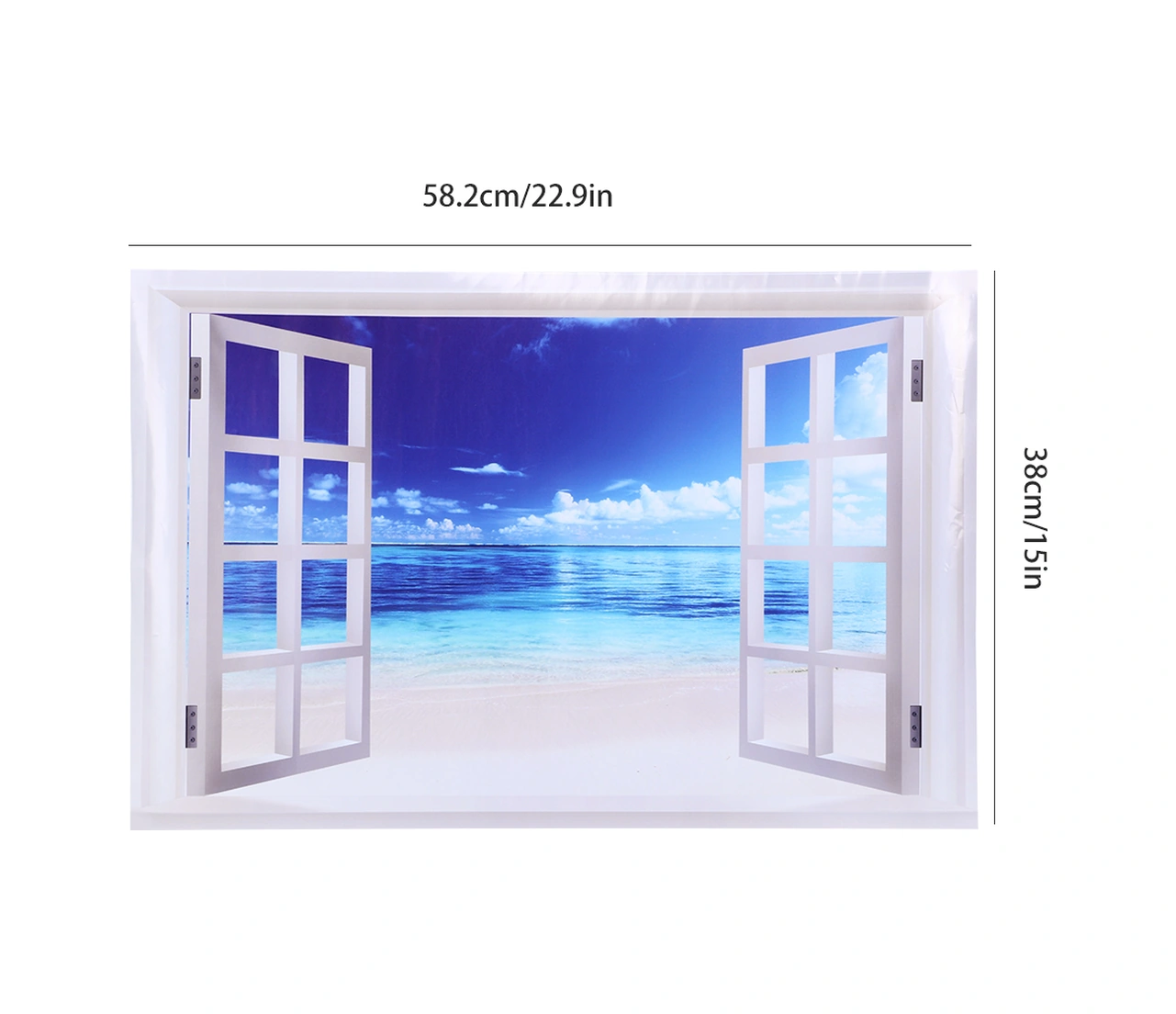 Geeroyoo Pvc Deniz Manzaralı 3d Duvar Stickerı, Su Geçirmez Dekoratif Pencereler, 2 Adet Paket Diğer