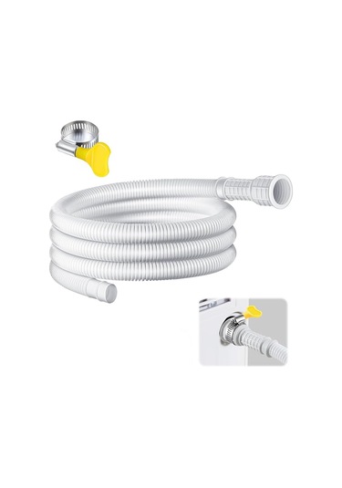 Leezsing Beyaz 2 Metre Geniş Kullanımlı Su Boşaltma Hortumu - Nemlendirici, Klima, Bulaşık Makinesi İçin Esnek Pvc+elastomer, Kesilebilir 25mm/16mm Uçlar Ve Bağlantı Klipsi
