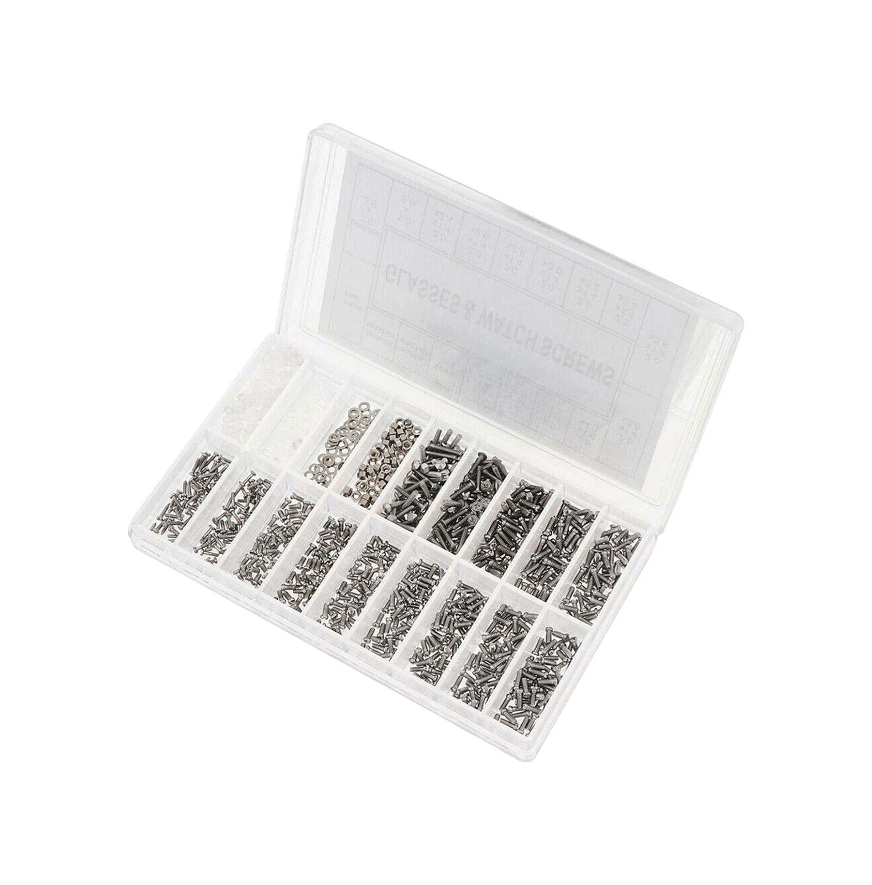 Folinda Gözlük Ve Saat Tamiri İçin 18 Farklı Boyutlu 1000 Adet Demir Vida, Yonga Ve Tornavida Seti - Bölmeli Kutuda Taşınabilir