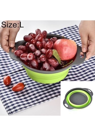 Cbtx Yaratıcı Katlanır Sebze Meyve Depolama Sepeti Organizatör Drenaj Sepeti, L, Boyut: 29.5 23.5 10cm Yeşil