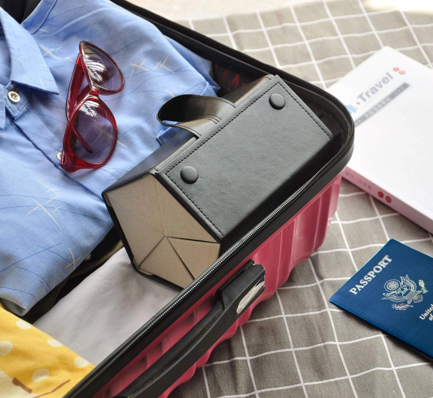 Konesam Büyük Siyah Güneş Gözlüğü Organizatörü, 5 Bölmeli Katlanabilir, Çoklu Gözlük Taşıma Ve Saklama Kutusu Siyah