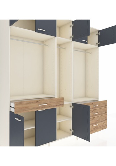 Hyperion Dolap 8 Raflı 4 Çekmeceli 3 Askılı 220x44x243 Aytaşı-antrasit/çam Antrasıt/atlas Çam