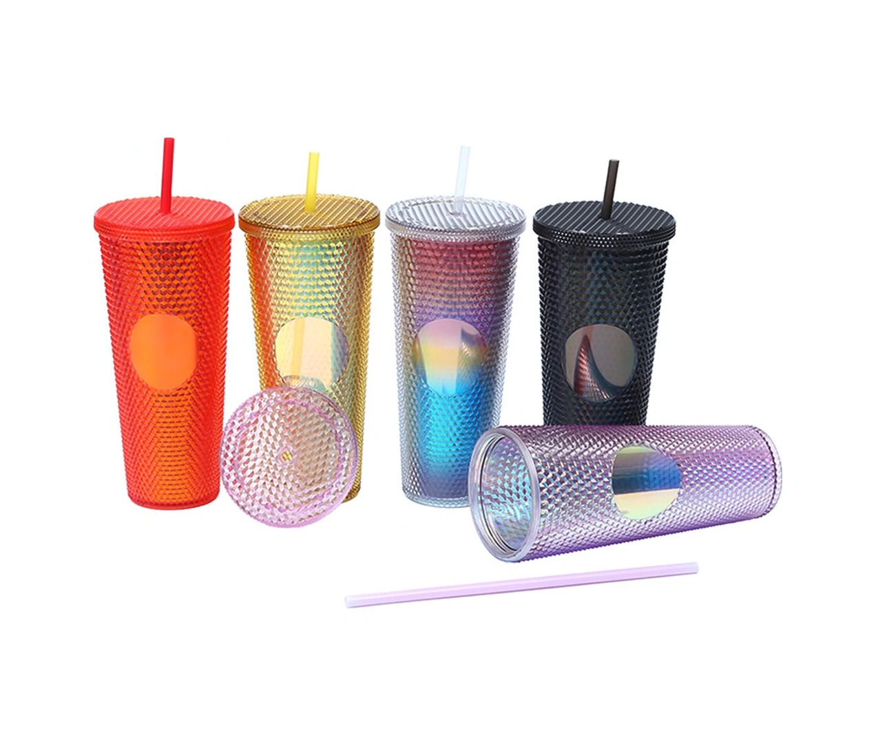 Yaleker 710ml Büyük Kapasiteli Abs Cam Su Bardak, Kırılmaya Dayanıklı, Isıya Dayanıklı, Çocuklu Kapak Ve Pipetli, Renk Seçenekli Transparan Mermer Desenli Diğer