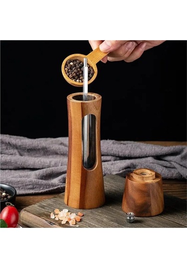 Jialan Ahşap Manuel Tuz Ve Karabiber Öğütücü Taban Seti Ahşap