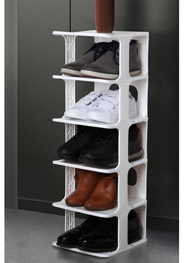Mithra Life 5 Katlı Plastik Beyaz Ayakkabı Rafı Mıt1062 Beyaz