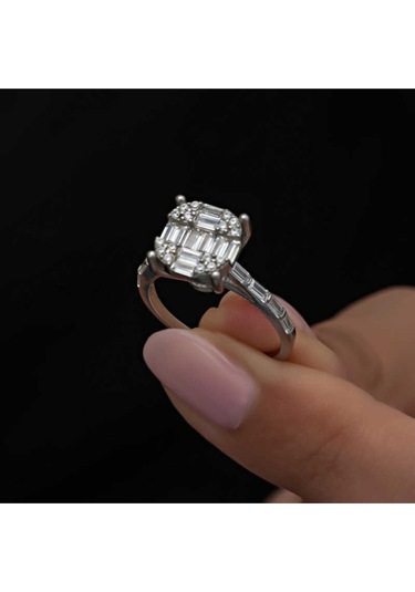 Casera's Gümüş Baget Taşlı Kadın Yüzük Csr2185342 Gümüş