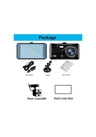 Ranyeek Araç Dvr İki Kamera 1080p Ön-arka, 4.0 İnç Dokunmatik Ekran, Gece Görüşü, G-sensor, Döngü Kaydı, Park Monitörü