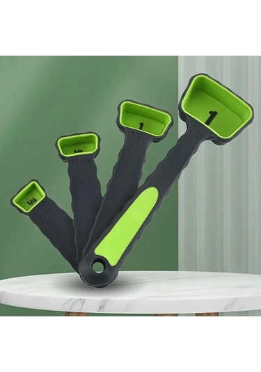 Honeybeeshop Mavi Ölçekli Plastik Katlanır Ölçü Kaşığı Ve Bardak Seti Pişirme Aletleri Mavi