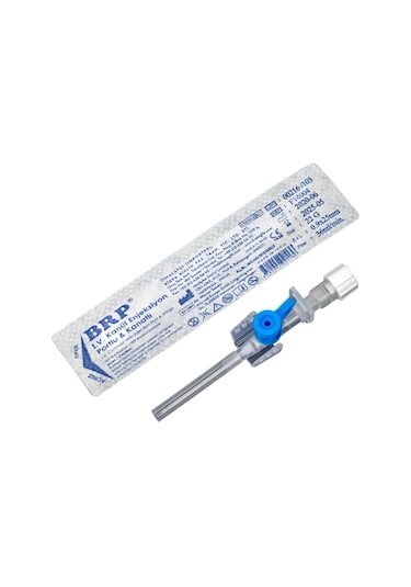 Brp Iv Steril Portlu Kanül 22 İntraket Mavi Branül 100'lü