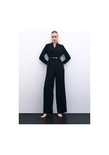 Sateen Kemerli Salaş Tulum - Siyah
