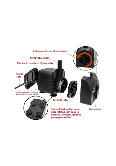 Motion003 1 Adet 25w Cok Fonksiyonlu Yan Emisli Balik Tanki Su Pompasi Sessiz Daldirma Mini Su Pompasi Bahce Ve Akvaryum İcin 1500 2000l S 1pc