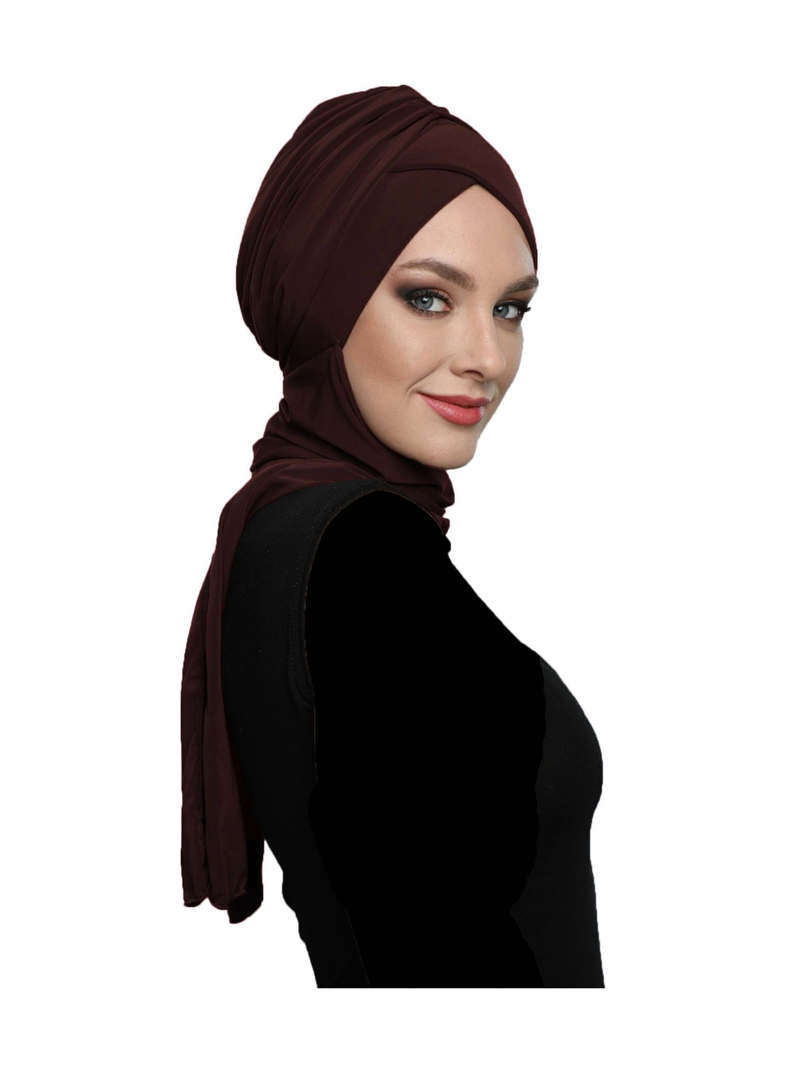 Kardelen Atkılı Astarlı Kahve Hazır Türban Tesettür Havuz Ve Dış Bone Kahve