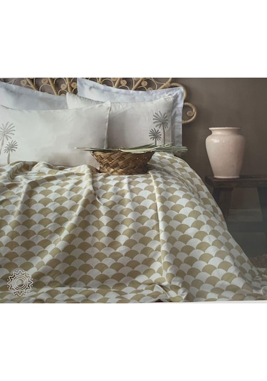 Apricitas Morocco Yatak Örtüsü Pikeli Set Tek Kişilik Adaçayı