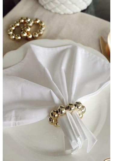 6'lı Gold Parlak Boncuklu Peçete Yüzüğü