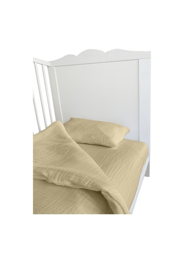 4 Katlı Müslin Bebek Nevresim Takımı Uyku Seti %100pamuk Bej