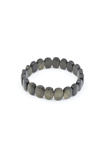 Hakiki Doğal Rainbow Obsidyen Taşı Bileklik Siyah