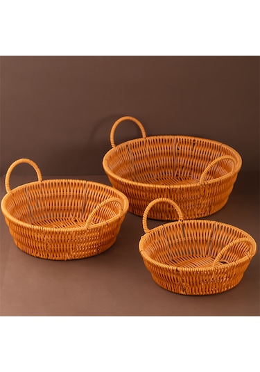 Porsima 304d 3 Lü Düzenleyici Hasır Sepet Seti Ekmeklik Sepet