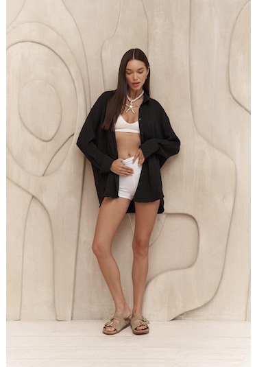 Durres Siyah Oversize Gömlek Siyah