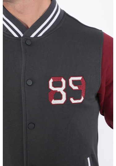 Erkek Kolej Ceket 3 Iplik Içi Fileli Kolej Ceket Antramelaj Bordo