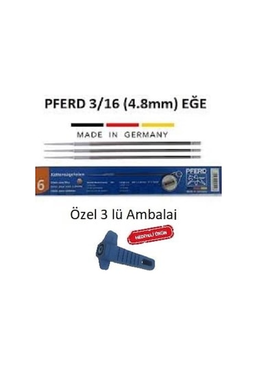 Pferd 3/16 4.8Mm Motorlu Testere Eğesi Orta 3Lü Paket