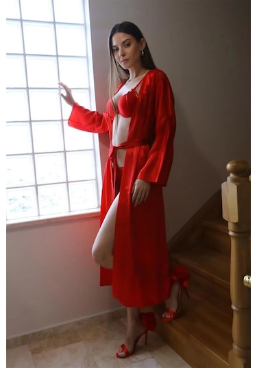 Giyim Kadın Destekli Sütyen Takım Kırmızı Kırmızı