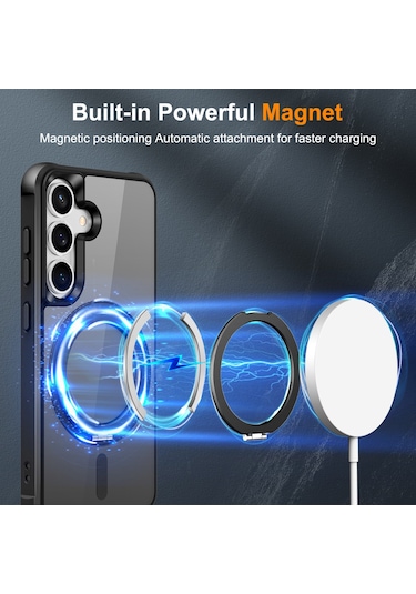 Samsung Galaxy S25 / S24 Kılıfı Magsafe Döndürülebilir Halka Ayaklı Tpu + Pc Telefon Kılıfı İle Uyumlu Siyah