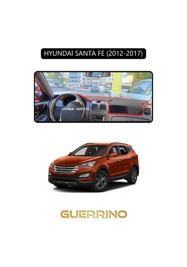 Hyundai Santa Fe 2012-2017 Uyumlu Torpido Koruma Halısı Siyah Kenar