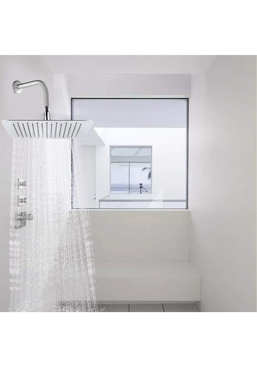 Teltree 8 İnç Kare Ultra İnce Tavan Duşu, Paslanmaz Çelik, Otomatik Temizlenebilir Uçlar, Yüksek Basınçlı, Su Tasarruflu, Gümüş Rengi Bağlantı Çubuğu Yok Diğer