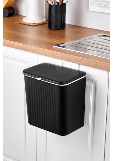 Origa 15 Lt Mutfak Tezgah Üstü Ve Dolap Askılı Çöp Kovası Siyah
