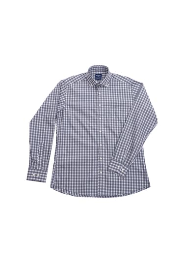 Giant Erkek Uzun Kol Gömlek - Kareli Desen - Minimalist Gri