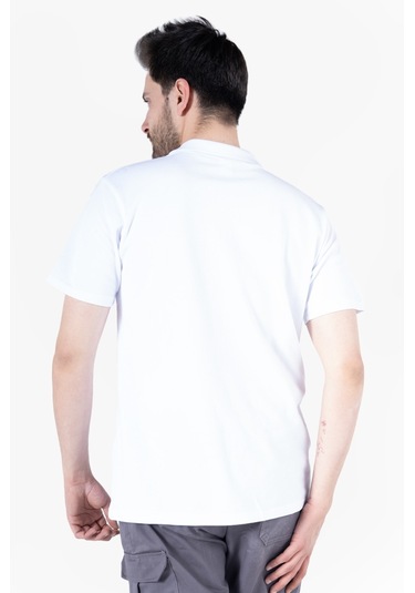 T-shirt %100 Pamuk Polo Yaka Fleto Cepli %100 Pamuk Beyaz