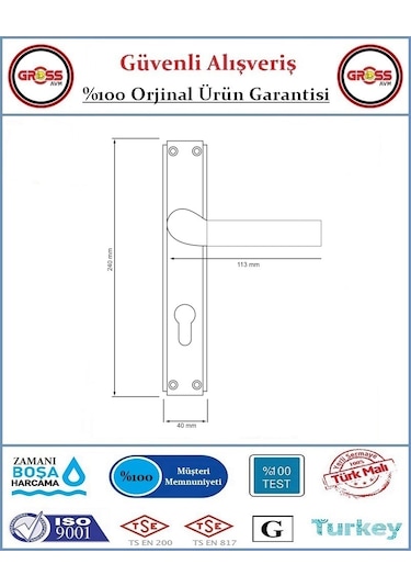 Veroni Mat Siyah Yale Dış Çelik Kapı Kolu - Statik Fırın Boyalı - 1 Takım Ön Ve Arka