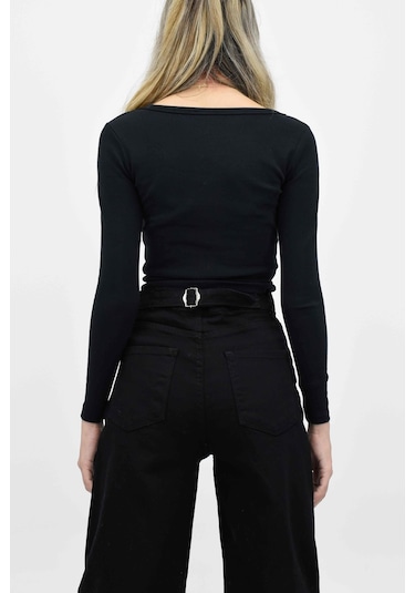 Baskılı Uzun Kollu Tişört - Siyah SIYAH