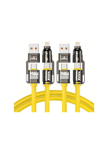 Userfriendly11 2 Adet Sarı 240w 4ü 1 Arada Hızlı Şarj Kablosu 1m İphone Uyumlu İpad Galaxy Macbook İçin