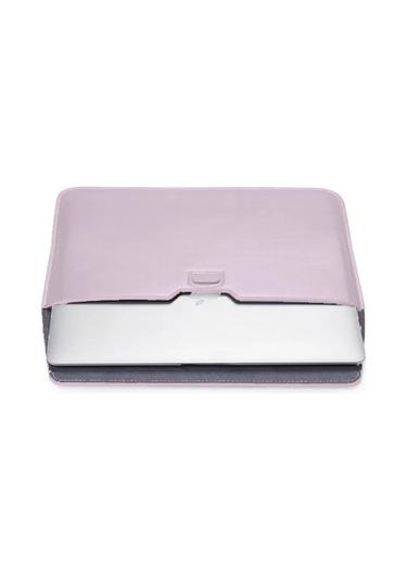 Macbook Pro 14 İnç M3 A2992 A2918 Uyumlu Deri Mıknatıslı Çanta Stantlı Şık Tasarım Açık Pembe