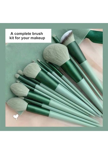 Moveevo 13 Adet Makyaj Fırçası Seti Saklama Çantası Ile Fondöten Gevşek Pudra Allık Kapatıcı Göz Farı Kaş Kozmetik Fırçaları