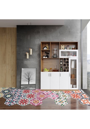 Shineyee 10 Adet Pvc Hexagon Dekoratif Zemin Sticker - Kendine Yapışkan, Su Geçirmez, Kaymaz, Ev Dekoru İçin Mutfak/banyo Duvar Ve Zemin Kaplama Diğer