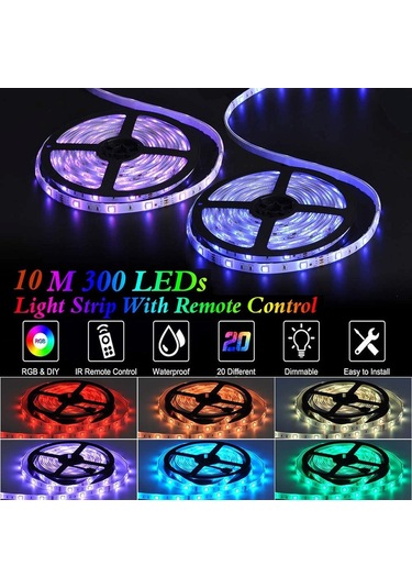 10m Led Şerit, Rgb Şerit 300 Led 5050 Rgb Ip65 Su Geçirmez - Mükemmel Diğer
