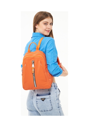 Morpelikan Orange Fermuar Detaylı Kadın Sırt Çantası Orange