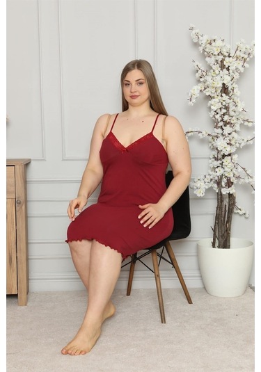 Akbeniz Kadın Pamuklu Ip Askılı Büyük Beden Gecelik 987 (509305378)