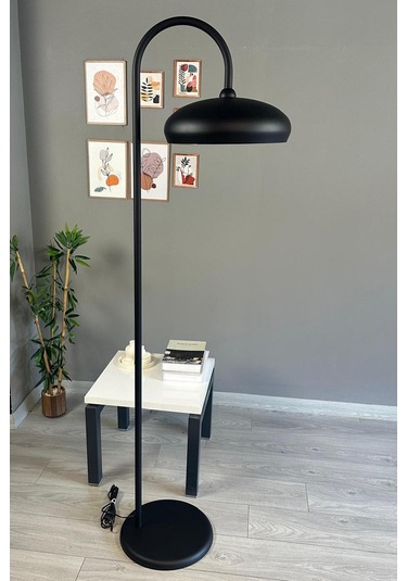 Siyah Lambader Modern Dekoratif Metal Oturma Odası Çalışma Odası Zemin Lambası 6995 Siyah