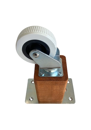 Kale Ahşap 12cm Tekerli Ayak Mobilya Masa Ve Dolap Tekerli Ayağı Frensiz 12cm Ceviz Kayın/gürgen